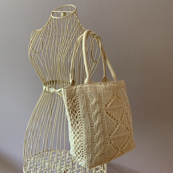 📍FIRM📍VTG Cotton Knit and Canvas Tote MUST BUNDLE - Picture 7 of 15